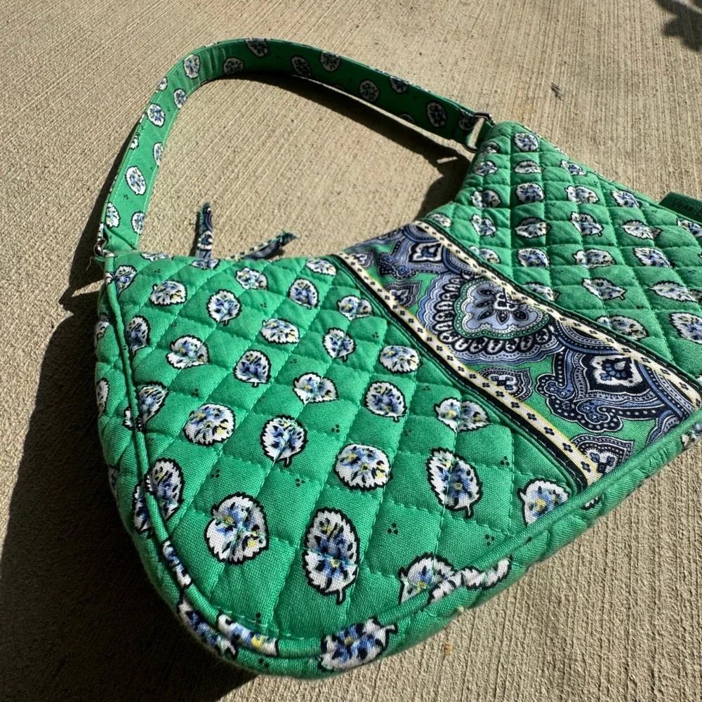 Vera Bradley Green Floral Paisley Quilted Cotton Shoulder Bag Women's OS